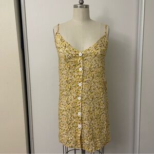 Yellow Floral XS Button Up Mini Dress